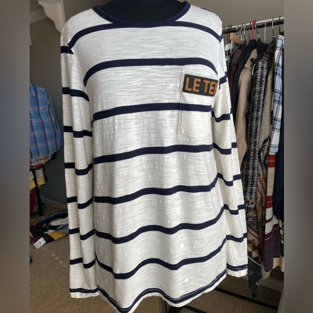 Banana Republic striped, long sleeve “le tee” shirt, size large